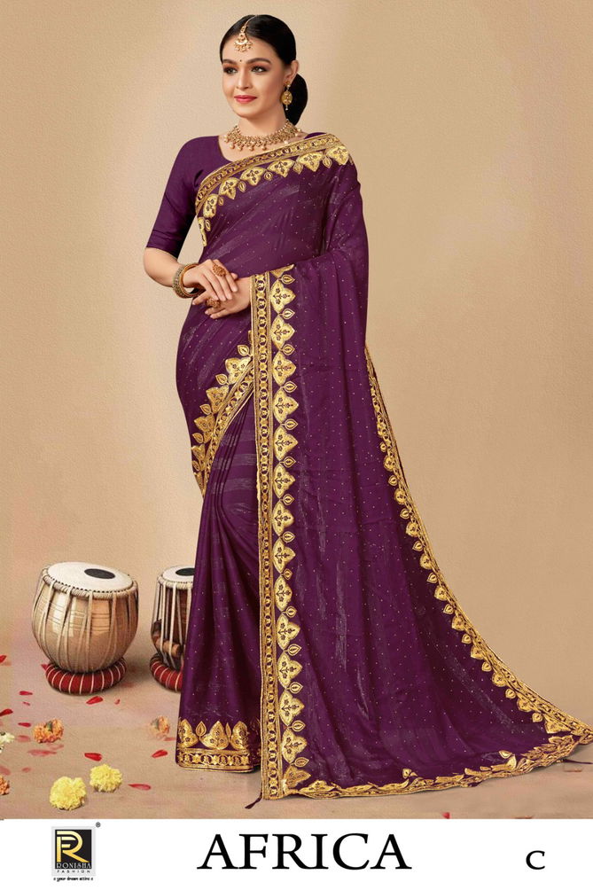 Ronisha Africa Embroidery Party Wear Saree Catalog
